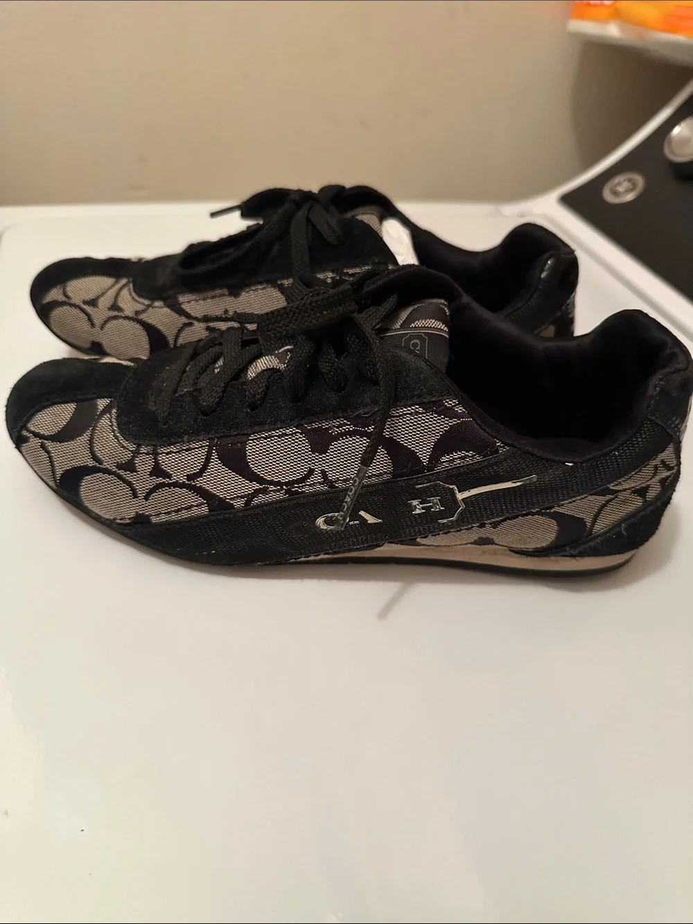 Coach Black and Tan Signature Canvas Sneakers